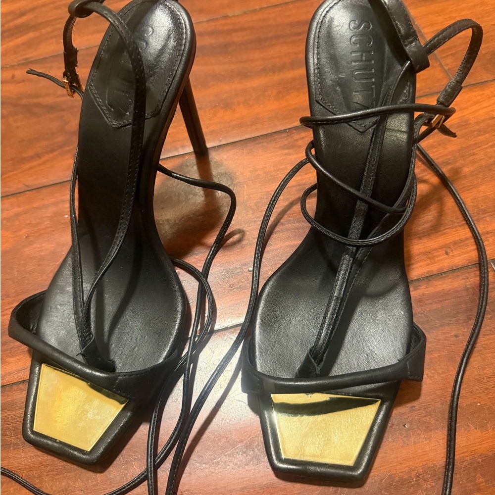 SCHUTZ Black Wrap-Around Stiletto Sandal - Picture 3 of 10